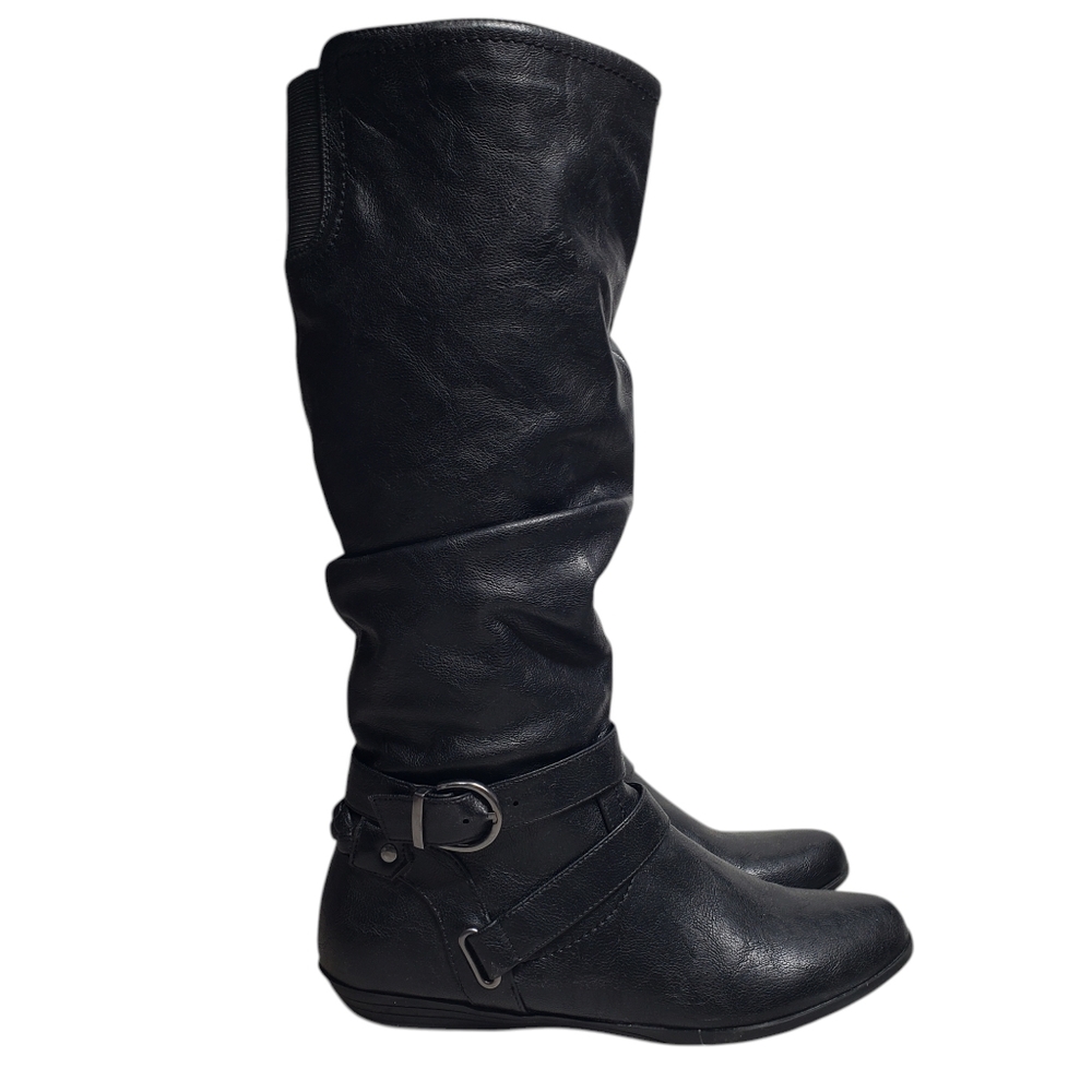 White Mountain Knee-High Boots Size 7 Black Fairfield Rider Boots